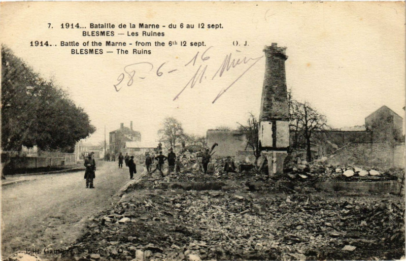 Carte postale ancienne Blesmes - Les Ruines à Blesme
