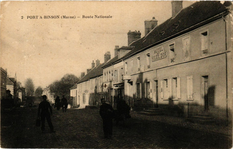 Carte postale ancienne Port-a-Binson Route Nationale