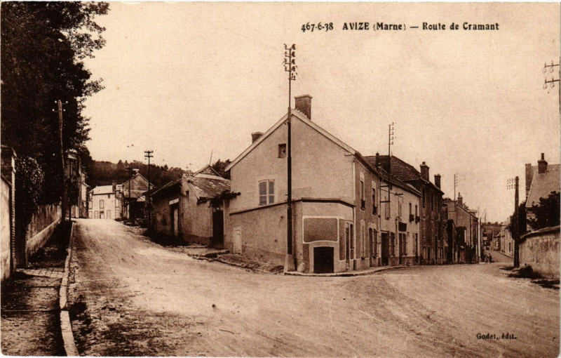 Carte postale ancienne Avize - Route de Cramant à Avize