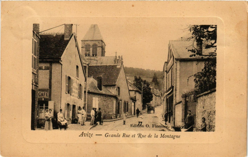 Carte postale ancienne Avize - Grande Rue et Rue de la Montagne à Avize