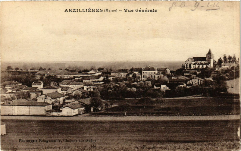 Carte postale ancienne Arzillieres - Vue générale