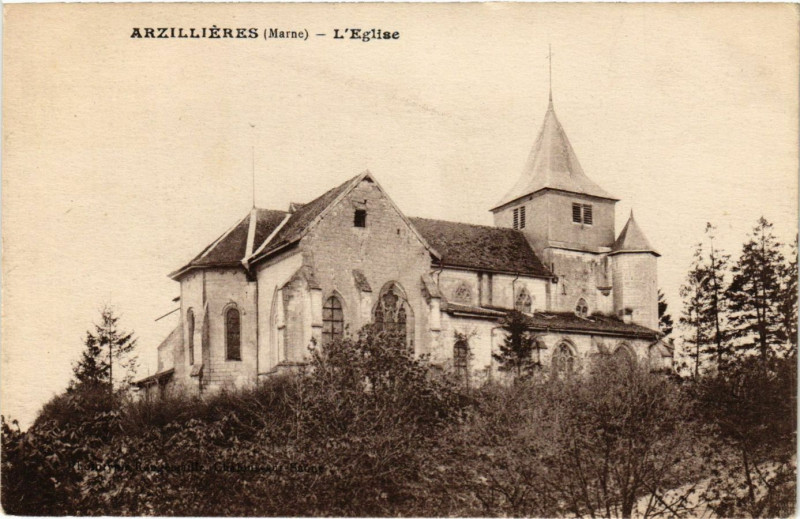 Carte postale ancienne Arzillieres - L'Eglise