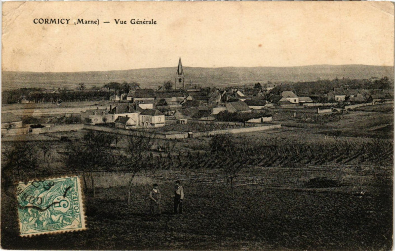 Carte postale ancienne Cormicy - Vue générale à Cormicy