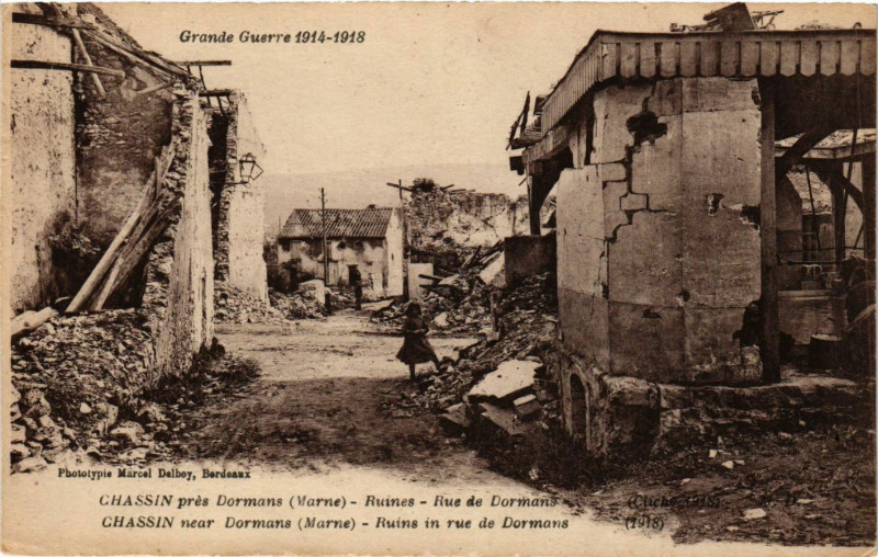 Carte postale ancienne Chassin pres Dormans - Ruines à Dormans