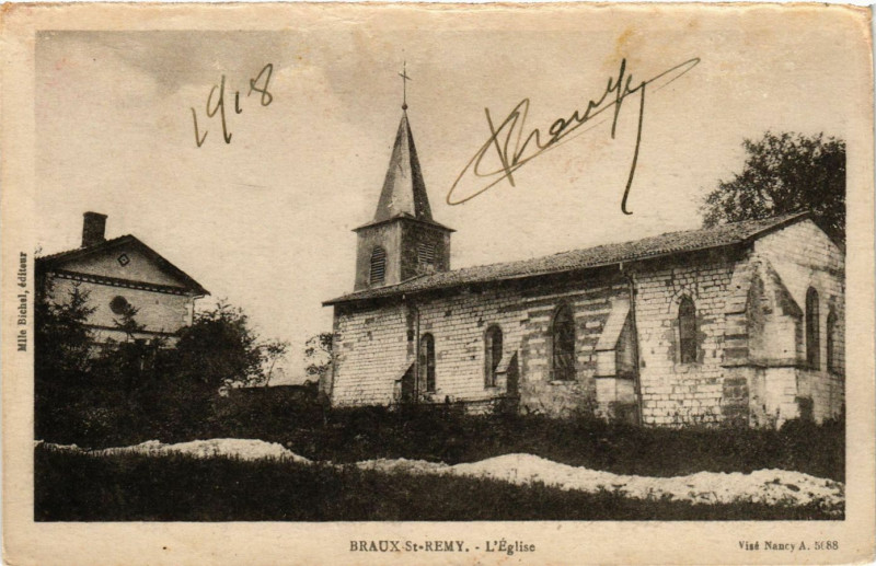Carte postale ancienne Braux Saint-Remy - L'Eglise à Braux-Saint-Remy