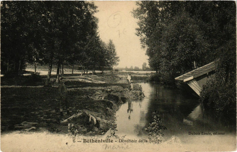 Carte postale ancienne Betheniville - Deversoir de la Suippe à Bétheniville