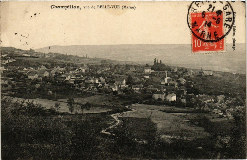 Carte postale ancienne Champillon - Vue de Belle-Vue à Champillon