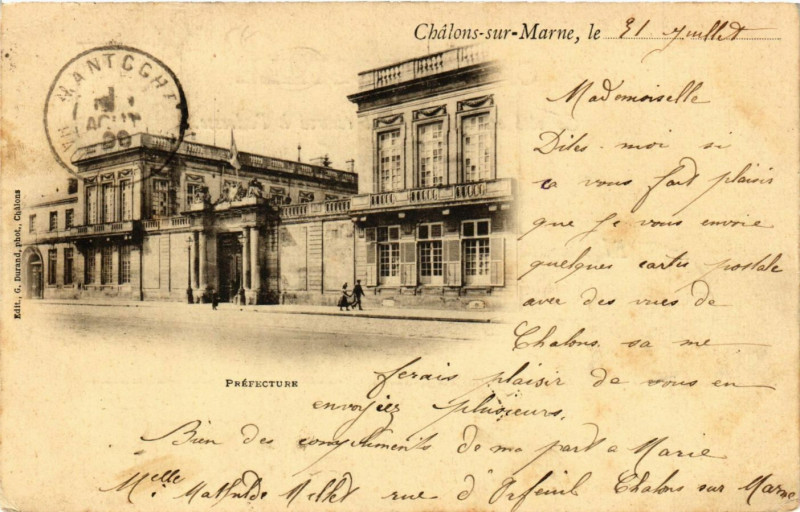 Carte postale ancienne Chalons sur Marne - Prefecture