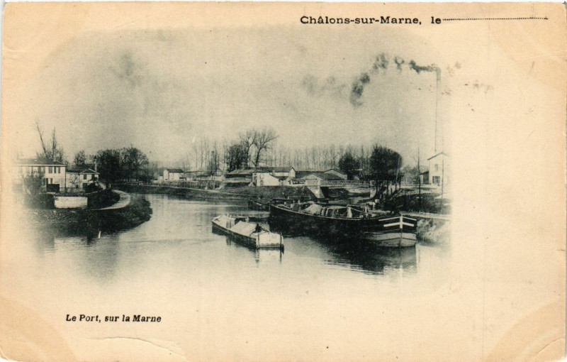 Carte postale ancienne Chalons sur Marne - Le Port sur la Marne