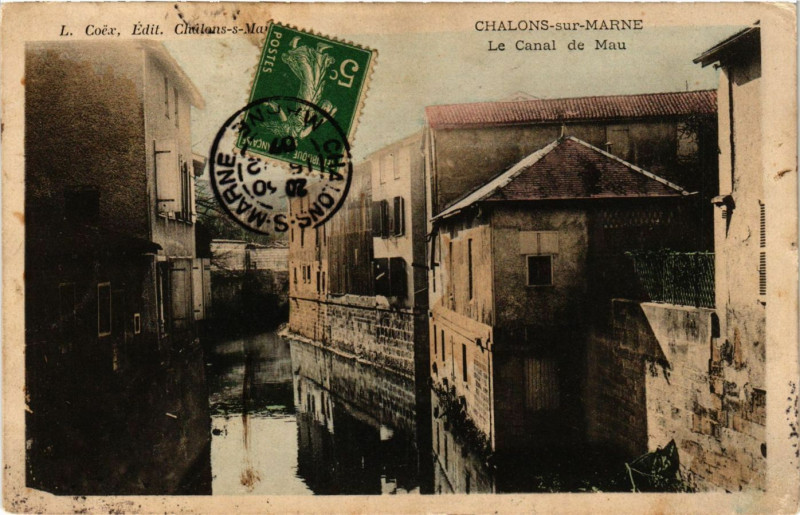 Carte postale ancienne Chalons sur Marne - Le Canal de Mau