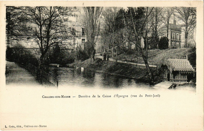 Carte postale ancienne Chalons sur Marne - Derriere de la Caisse à Isse