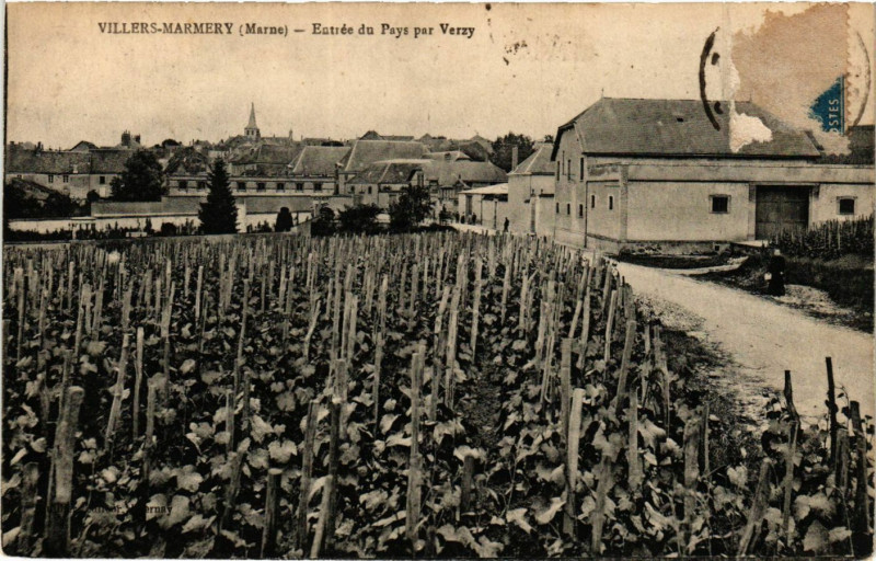 Carte postale ancienne Villers-Marmery Entrée du Pays par Verzy à Villers-Marmery