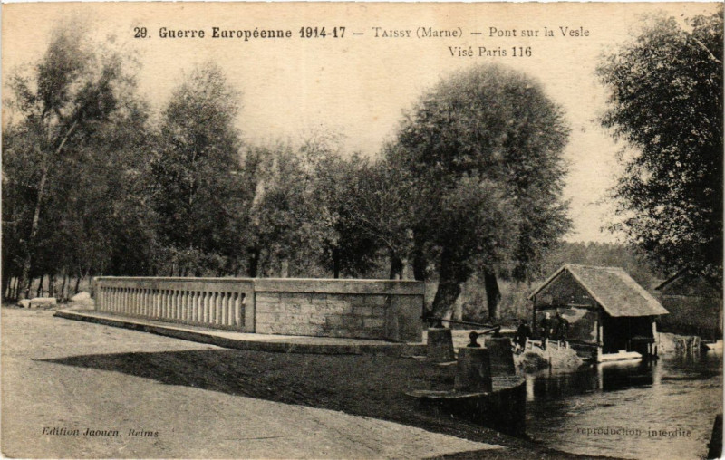 Carte postale ancienne Taissy-Pont sur la Vesle à Taissy