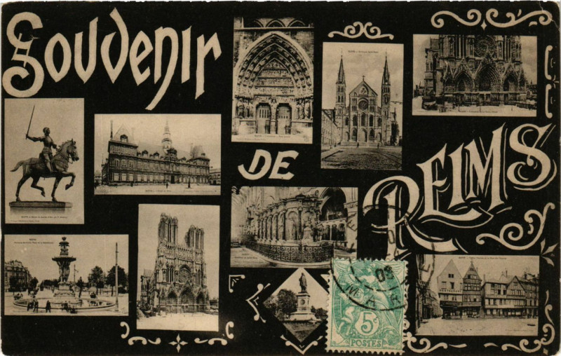 Carte postale ancienne Souvenir de Reims à Reims