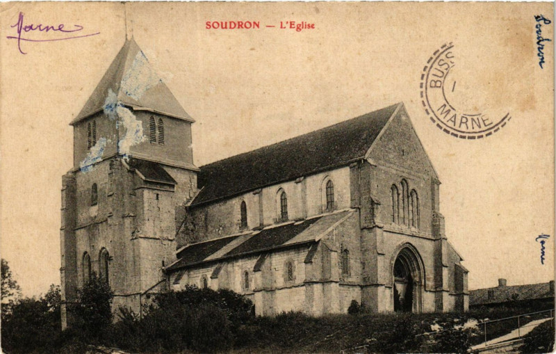 Carte postale ancienne Soudron-L'Eglise à Soudron
