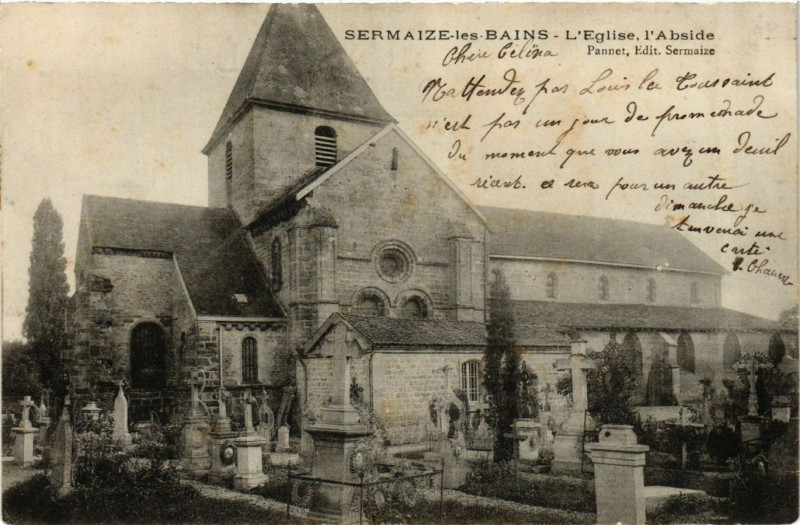 Carte postale ancienne Sermaize-les-Bains L'Eglise l'Abside à Sermaize-les-Bains