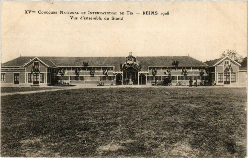 Carte postale ancienne Reims-Vue d'ensemble du Stand 1908 à Reims