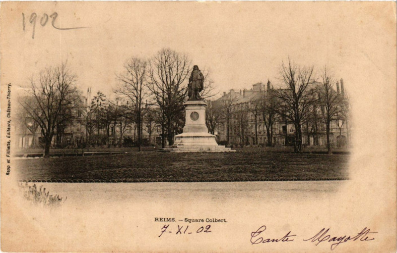 Carte postale ancienne Reims-Square Colbert à Reims