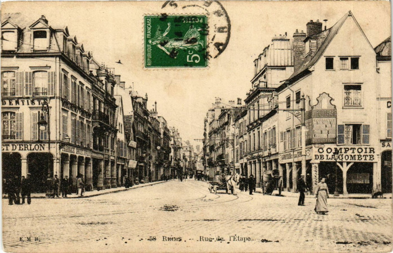Carte postale ancienne Reims-Rue de l'Etape à Reims
