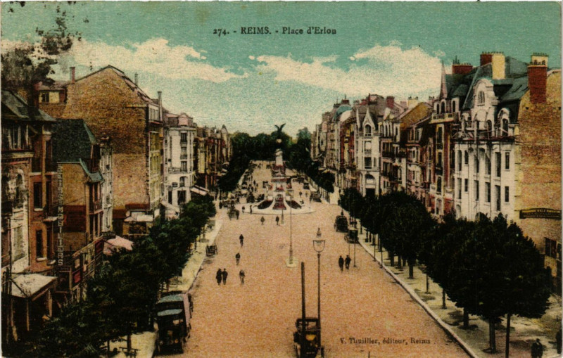Carte postale ancienne Reims-Place d'Erlon à Reims