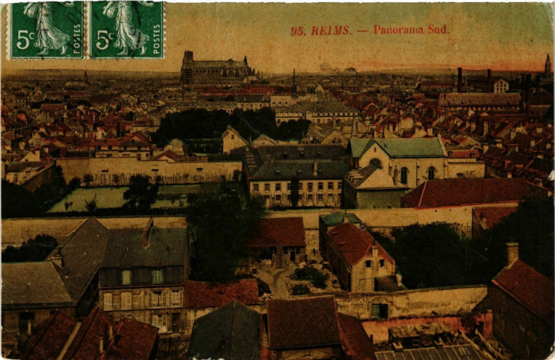 Carte postale ancienne Reims-Panorama Sud à Reims