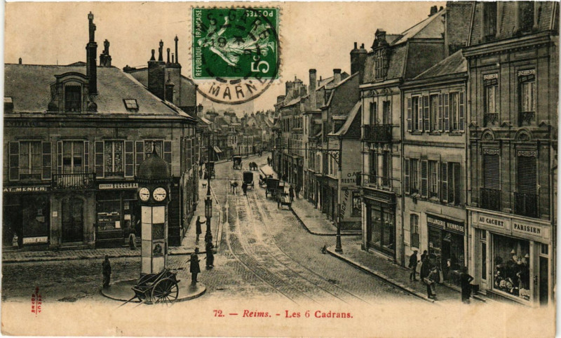 Carte postale ancienne Reims-Les 6 Cadrans à Reims