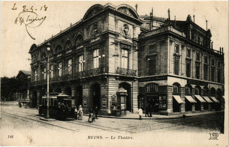 Carte postale ancienne Reims-Le Théatre à Reims