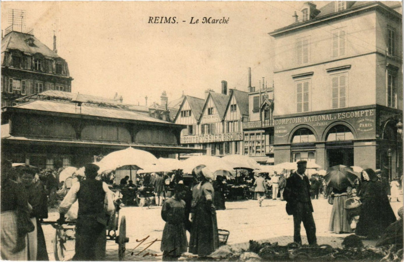 Carte postale ancienne Reims-Le Marché à Reims