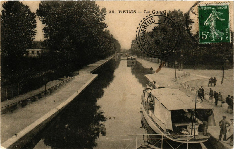 Carte postale ancienne Reims-Le Canal à Reims