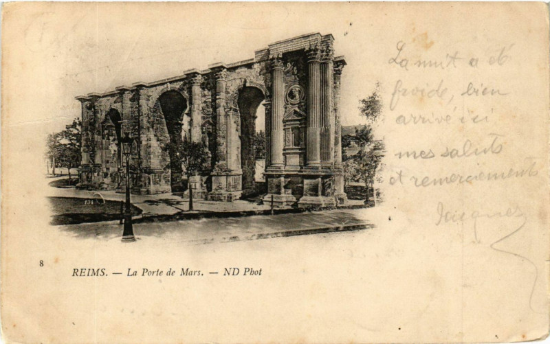 Carte postale ancienne Reims-La Porte de Mars à Reims