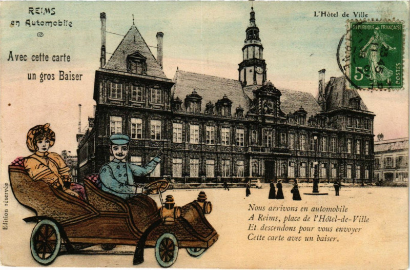 Carte postale ancienne Reims-L'Hotel de Ville à Reims