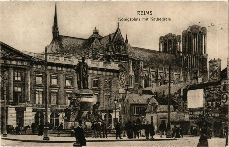 Carte postale ancienne Reims-Königsplatz mit Kathedrale à Reims