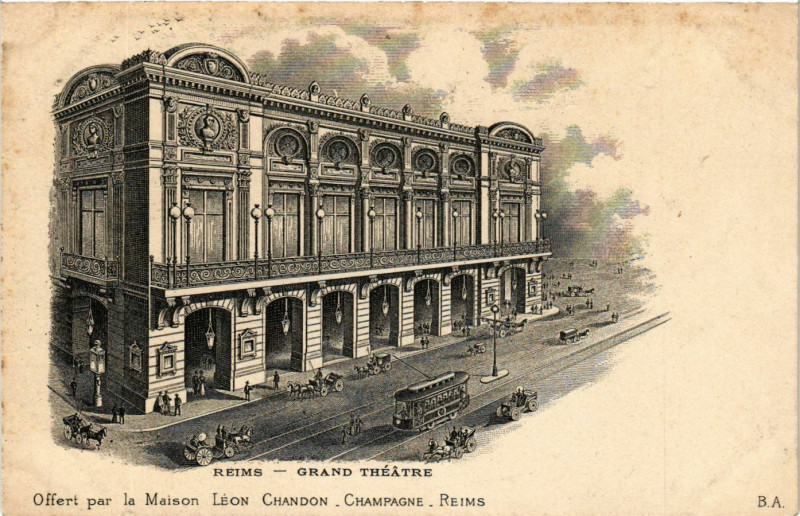 Carte postale ancienne Reims-Grand Théatre à Reims