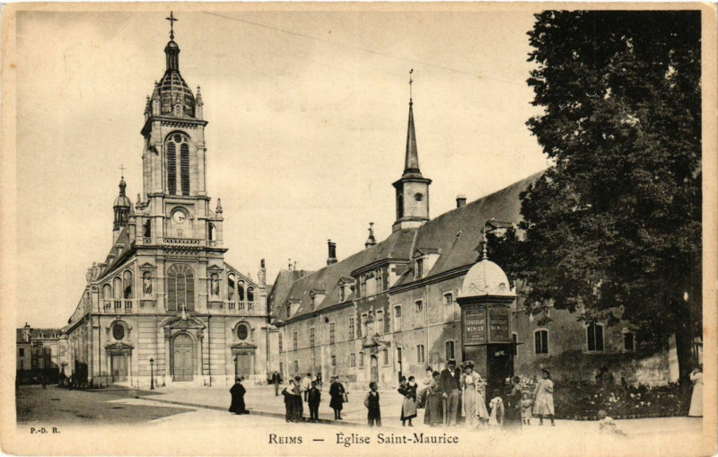 Carte postale ancienne Reims-Eglise Saint-Maurice à Reims