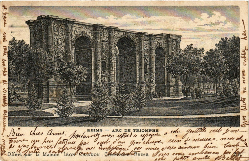 Carte postale ancienne Reims-Arc de Triomphe à Reims