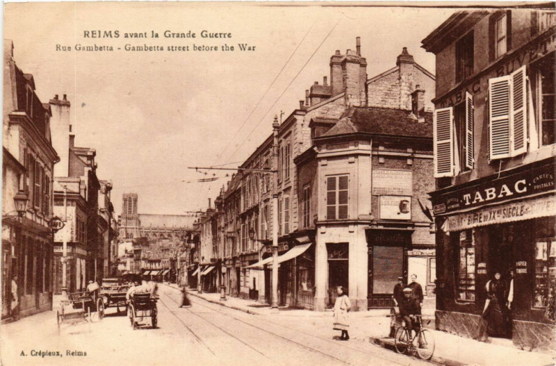 Carte postale ancienne Reims avant La Grande Guerre-Rue Gambetta à Reims