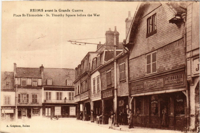 Carte postale ancienne Reims avant La Grande Guerre Place Saint-Thimothée à Reims
