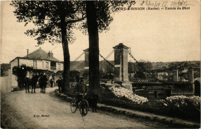 Carte postale ancienne Port-a-Binson-Entrée du Pont