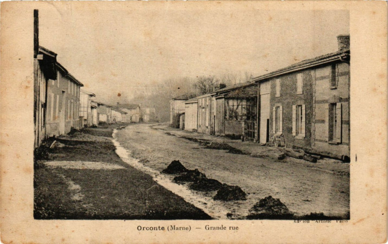 Carte postale ancienne Orconte Marne Grande Rue à Orconte