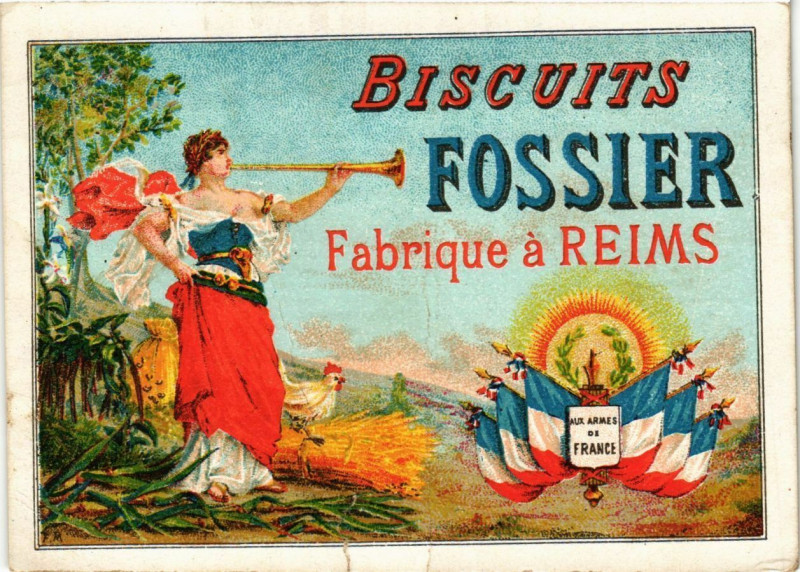 Carte postale ancienne Biscuits Fossier Fabrique a Reims à Reims