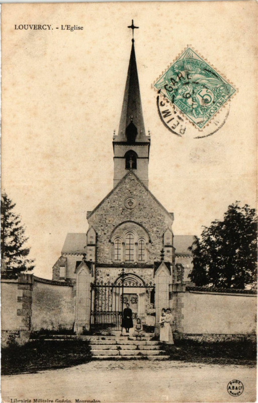 Carte postale ancienne Louvercy - L'Eglise