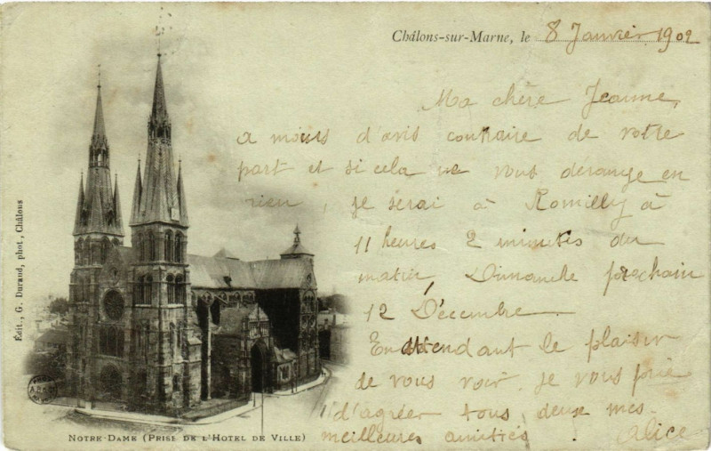 Carte postale ancienne Chalons sur Marne - Notre-Dame