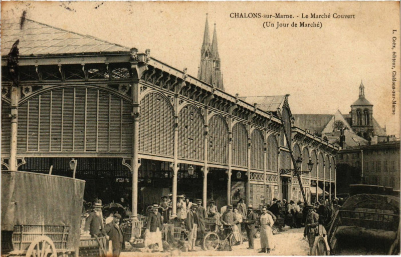 Carte postale ancienne Chalons sur Marne - Le Marché Couvert