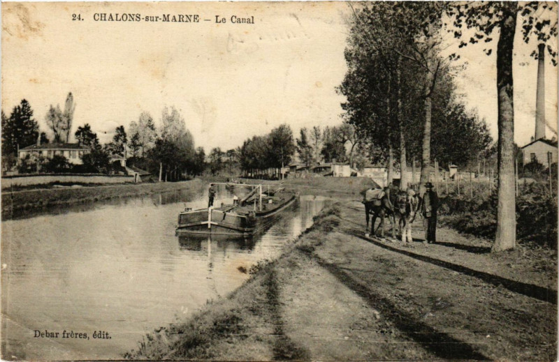 Carte postale ancienne Chalons sur Marne - Le Canal
