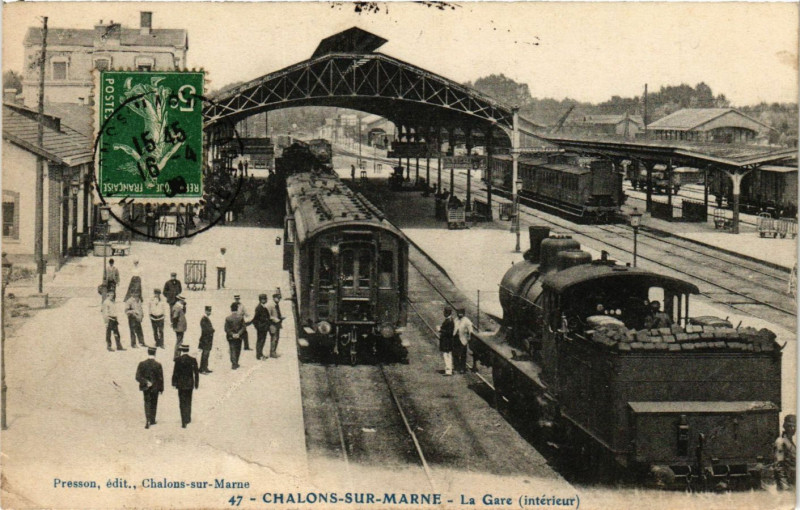 Carte postale ancienne Chalons sur Marne - La Gare