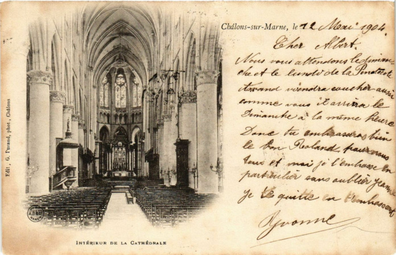 Carte postale ancienne Chalons sur Marne - Interieur de la Cathédrale