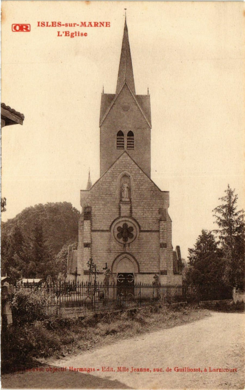 Carte postale ancienne Isles sur Marne - L'Eglise