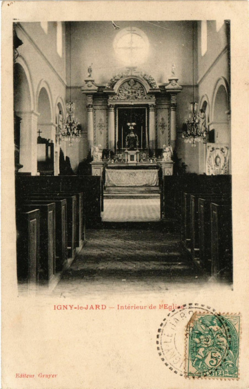 Carte postale ancienne Igny-le-Jard - Interieur de l'Eglise