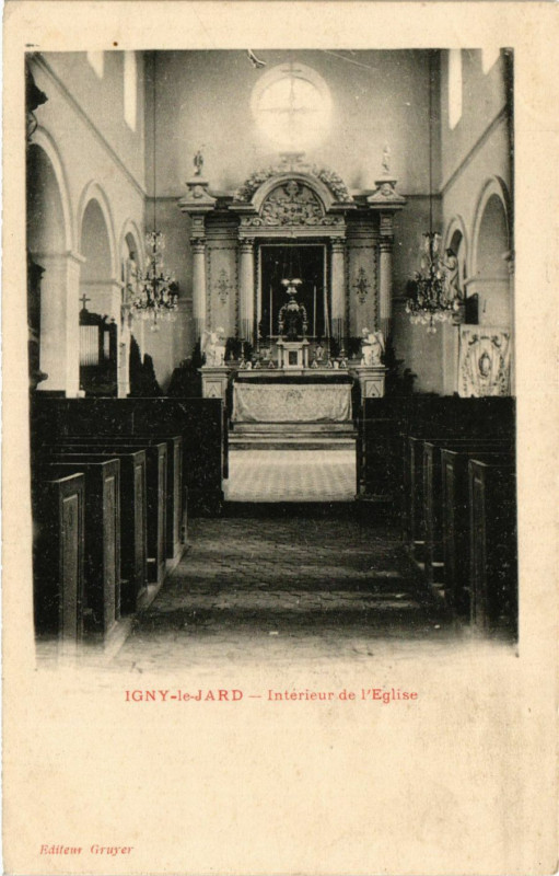 Carte postale ancienne Igny-le-Jard - Interieur de l'Eglise