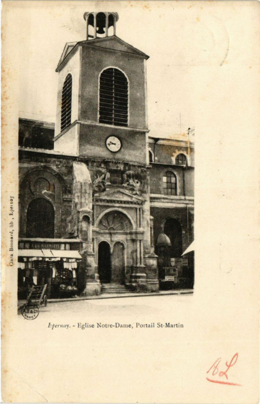 Carte postale ancienne Epernay - Eglise Notre-Dame à Épernay